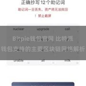 Bitpie钱包官网 比特派钱包支持的主要区块链网络解析