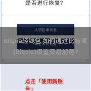 Bitpie轻钱包 如何通过比特派(Bitpie)设置交易加速？